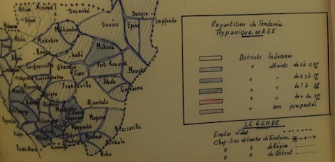 Distribution of sleeping sickness in French Equatorial Africa in 1953. Rapport sur l'Activit� du Service General Mobile d'Hygi�ne et de Prophylaxie de l'AEF pendant l'ann�e 1953, Direction G�n�rale de la Sant� Publique en A.E.F