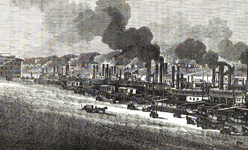 View of Public Landing, Cincinnati. Williams' Cincinnati Directory, City Guide, and Business Directory, or Cincinnati Illustrated, 4th ed. (Cincinnati: Williams, 1853), p. 438. View of Public Landing, Cincinnati. Williams' Cincinnati Directory, City Guide, and Business Directory, or Cincinnati Illustrated, 4th ed. (Cincinnati: Williams, 1853), p. 438.
